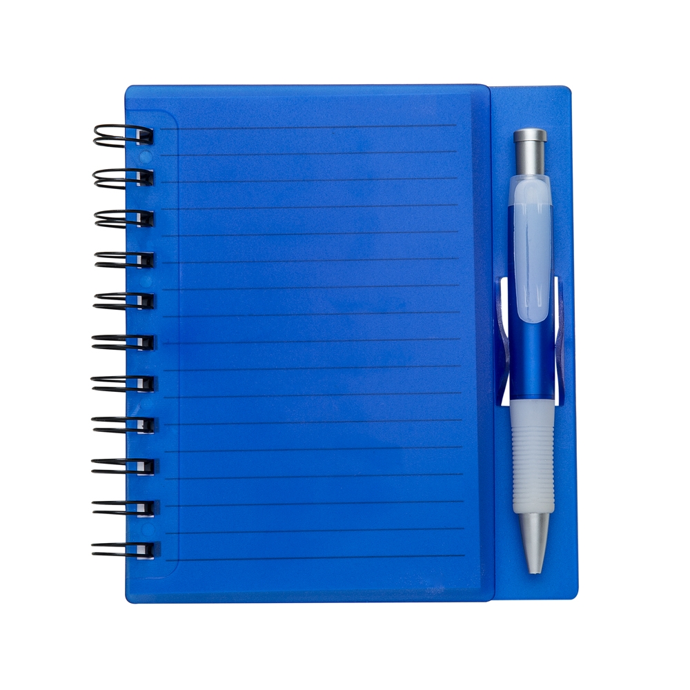 CADERNO PLÁSTICO C/ CANETA