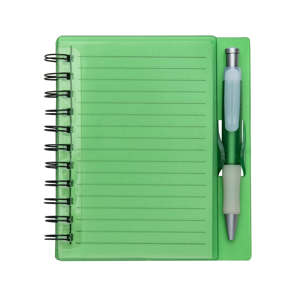 CADERNO PLÁSTICO C/ CANETA