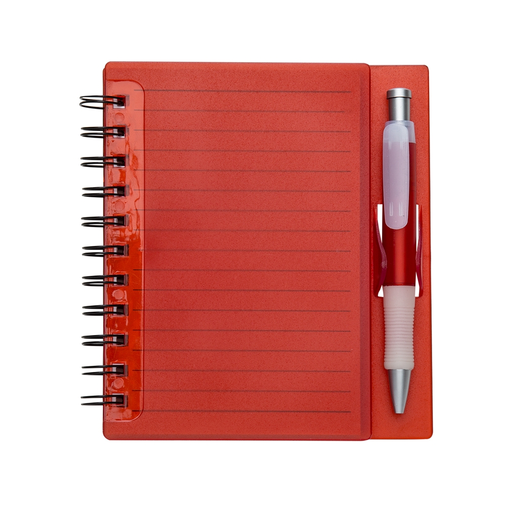 CADERNO PLÁSTICO C/ CANETA