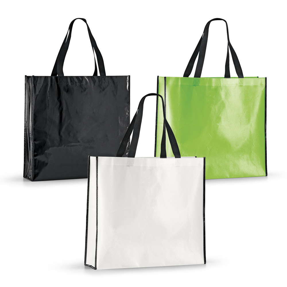 MEMPHIS. Sacola em non-woven laminado (120 g/m²) com laminação brilhante