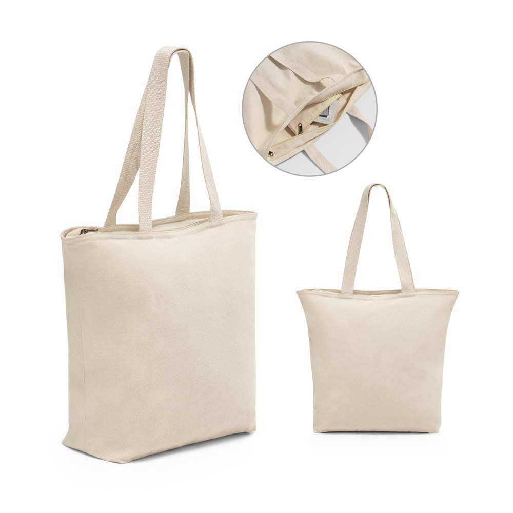 HACKNEY. Sacola 100% algodão (280 g/m²) com fecho e bolso interior