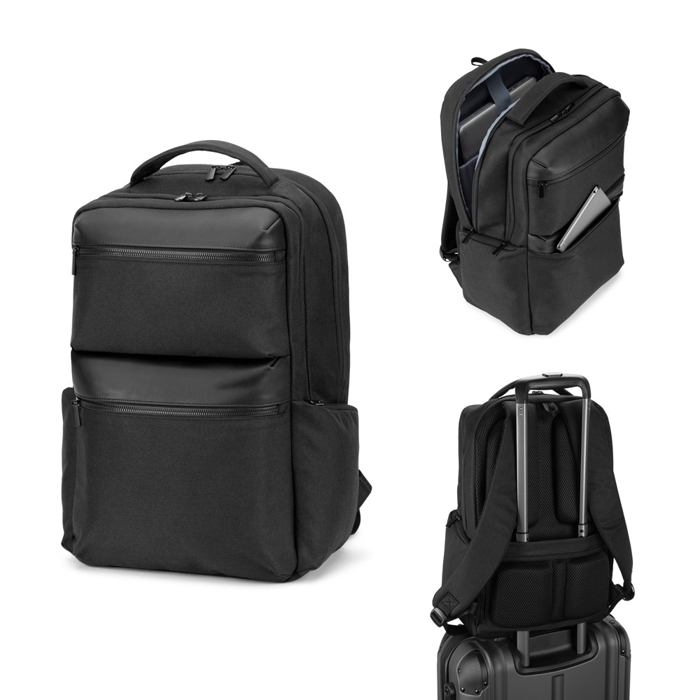 COPENHAGEN. Mochila em twill reciclado resistente à água com dois bolsos frontais de grande dimensão (17'3")