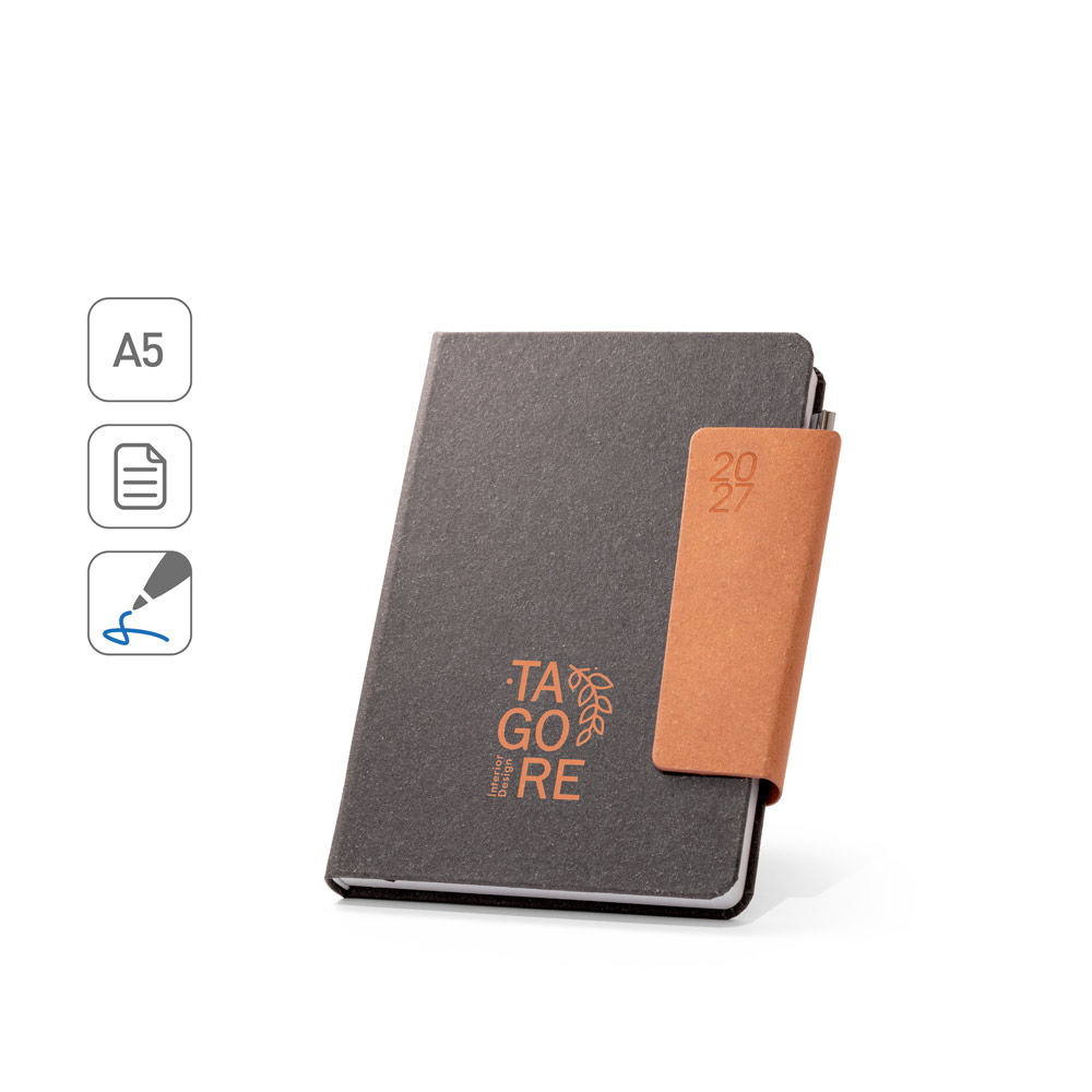 TAGORE A5. Agenda A5 em pele (58% reciclada)