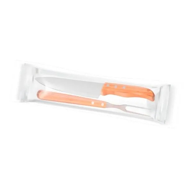 CONJ. DE GARFO E FACA 8" EM MADEIRA / INOX - 2 PÇS