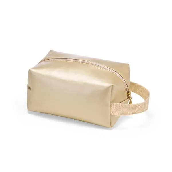 NECESSAIRE C/ ALÇA EM MATERIAL SINTÉTICO - CHAMPANHE