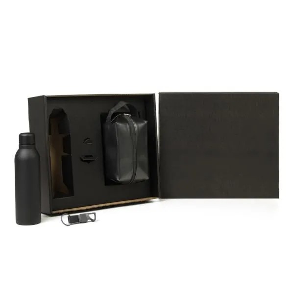 KIT NECESSAIRE, GARRAFA E CHAVEIRO - 3 PÇS