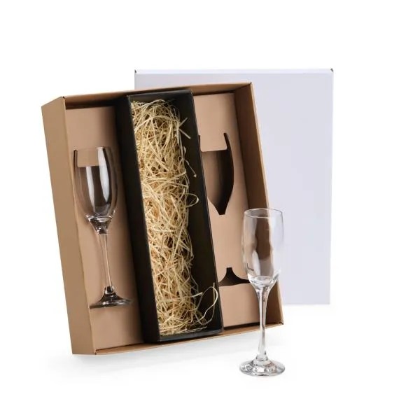 JOGO DE TAÇAS DE VIDRO P/ CHAMPAGNE 190 ML - 2 PÇS - NÃO ACOMPANHA A GARRAFA