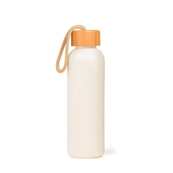 GARRAFA EM PALHA DE TRIGO E TAMPA EM BAMBU - 500 ML