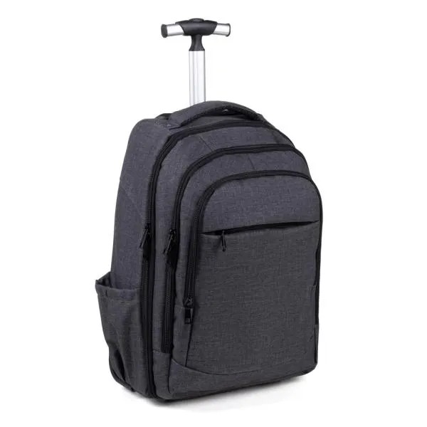 MOCHILA EM RPET COM RODINHAS - MELANGE CINZA ESCURO