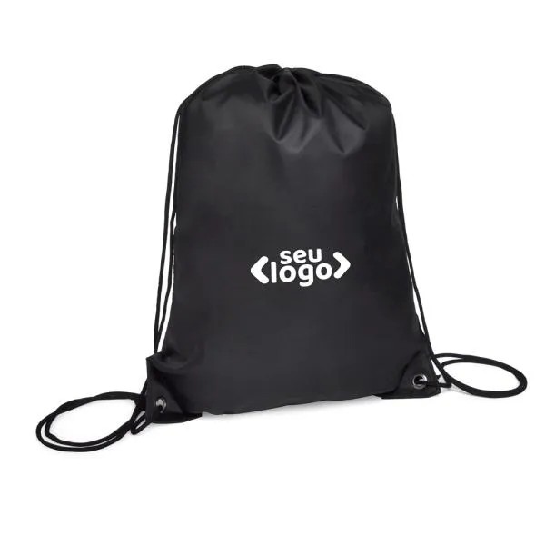 MOCHILA SACOLA EM NYLON 190D - PRETA - 42X32CM