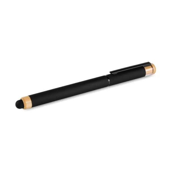 CANETA ROLLER EM ALUMÍNIO RECICLADO /  BAMBU - PRETA