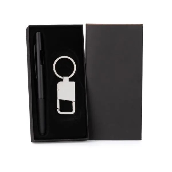CANETA E CHAVEIRO - PRETO