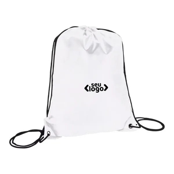 MOCHILA SACOLA EM NYLON 190D - BRANCA - 42X32CM