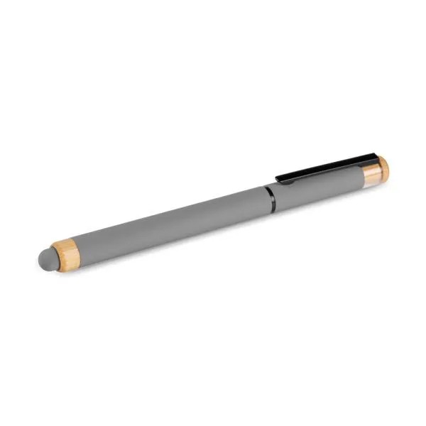 CANETA ROLLER EM ALUMÍNIO RECICLADO /  BAMBU - CINZA