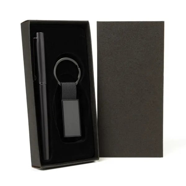 CANETA ROLLER E CHAVEIRO EM METAL/PU