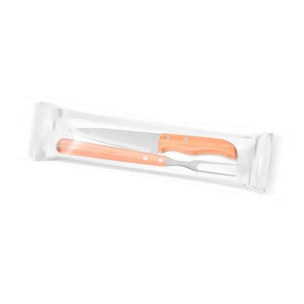 KIT DE GARFO E FACA 7"  EM MADEIRA / INOX - 2 PÇS