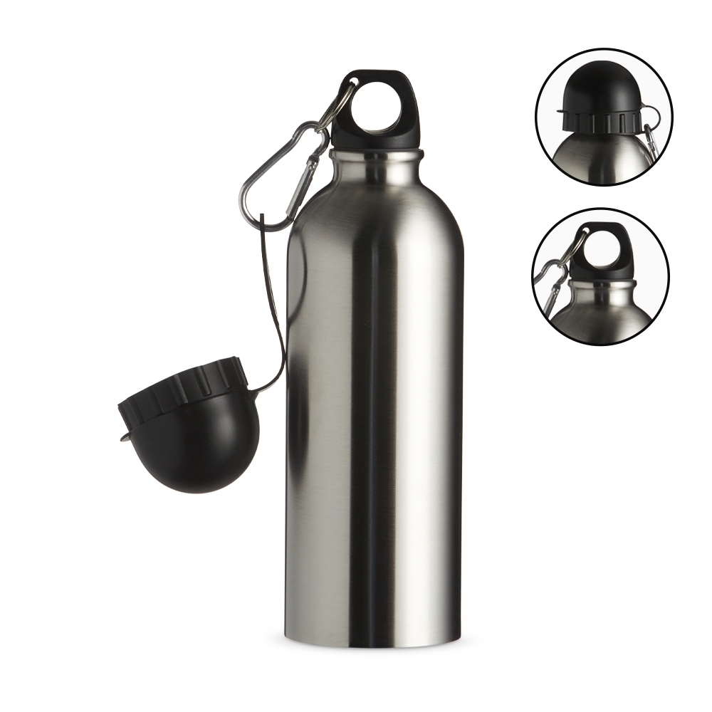SQUEEZE INOX 500ML C/ BICO E MOSQUETÃO