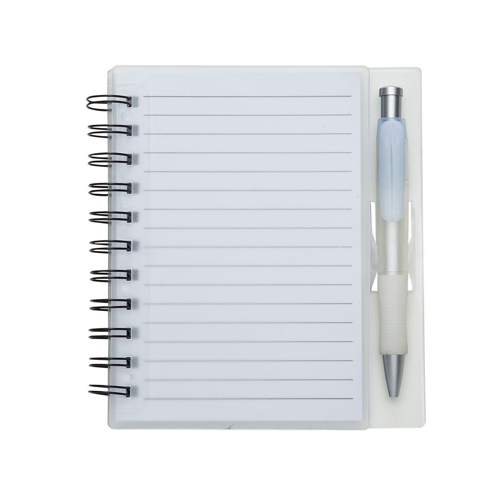 CADERNO PLÁSTICO C/ CANETA