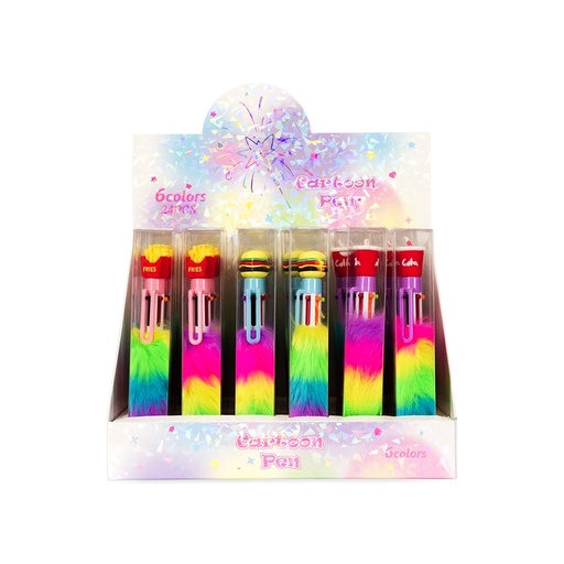 [X202576] CANETA PLÁSTICA PELÚCIA MULTICOLOR
