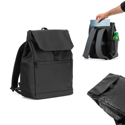 [92578-103] AZORES BAG. Mochila para notebook (16") em PU, com pala que cobre todos os compartimentos