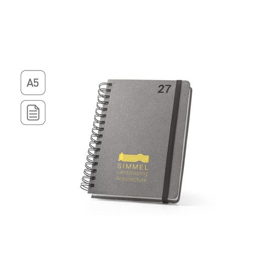 [66215-103] SIMMEL A5. Agenda A5, com argolas, em pele (58% reciclada)
