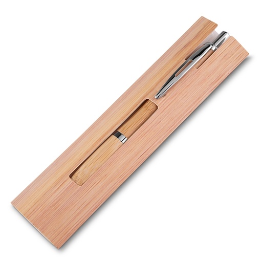 [X121436] CANETA BAMBU C/ ESTOJO PAPEL