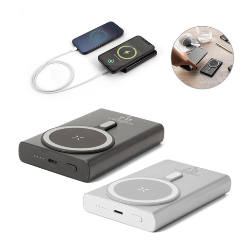 WRIGHT 10. Bateria portátil magnética com carregamento super-rápido em alumínio reciclado e ABS reciclado (10'000 mAh)
