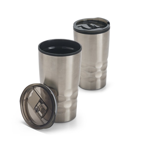 [94676-103] HASSI. Copo de viagem em aço inox e PP, térmico com parede dupla isolada a ar (510 mL)