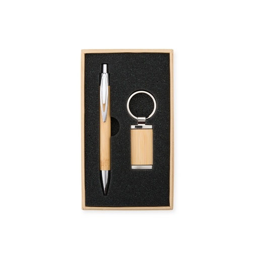[X183792] KIT CANETA E CHAVEIRO BAMBU
