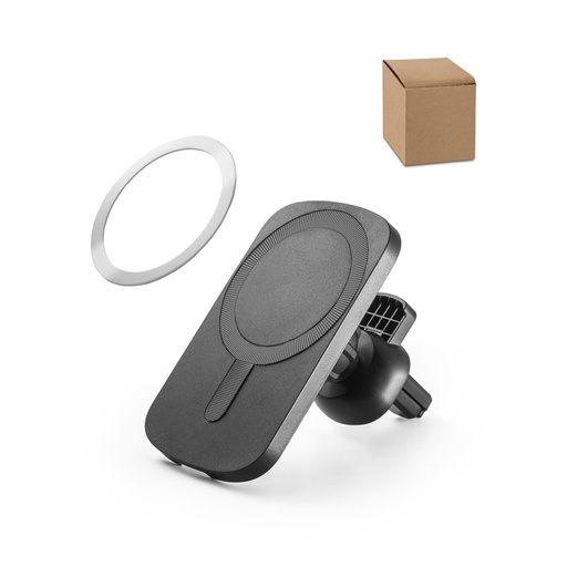 [97168-103] KOCH. Carregador magnético por indução super-rápido (wireless) com a funcionalidade de suporte para carro, em ABS 60% reciclado e silicone