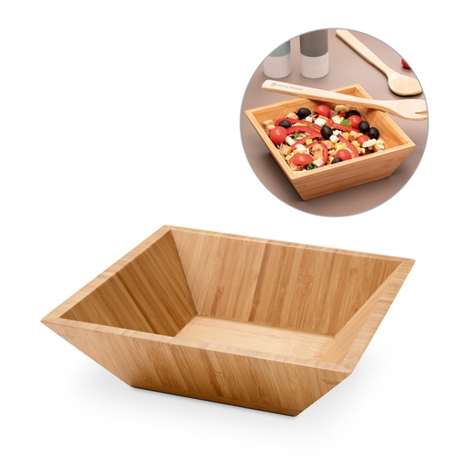 [93968-160] PEPPER. Saladeira em bambu em formato quadrado
