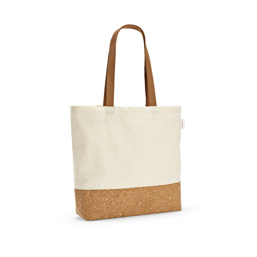 [92342-150] MANAUS CASUAL. Sacola em 70% algodão reciclado e 30% poliéster reciclado (220 g/m²) com fundo em cortiça