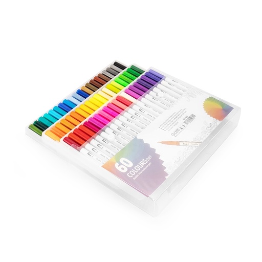 [X199370] KIT CANETINHAS PONTA DUPLA COM 60 CORES
