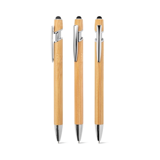 [91986-160] BLANC BAMBOO. Caneta esferográfica em bambu, com detalhes em alumínio cromado