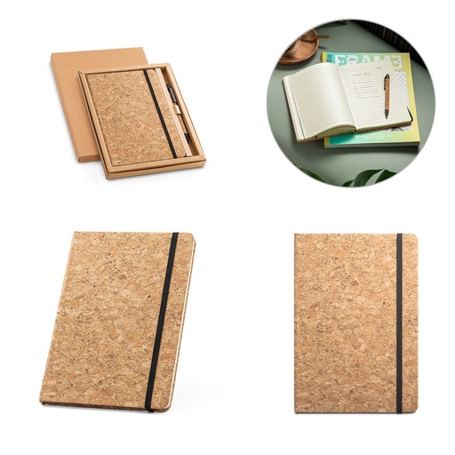 [53631-160] FREUD II. Conjunto de caderno A5 e caneta esferográfica em cortiça