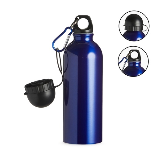 [X068942] SQUEEZE INOX 500ML C/ BICO E MOSQUETÃO-AZU