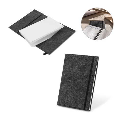[93636-133] BALDWIN. Caderno A5 com capa em feltro 100% reciclado, com páginas pautadas recicladas