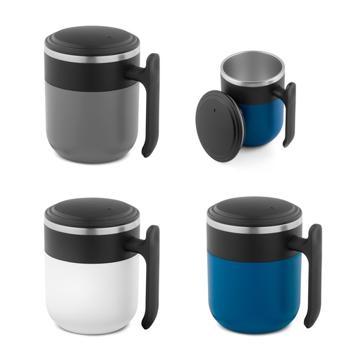 MALDINI. Caneca de viagem com parede interior em aço inox e acabamento mate 400 mL