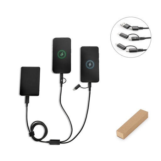 [97146-103] BERTOZZI. Cabo USB super-rápido 6 em 1 em alumínio 20% reciclado e PET 4% reciclado