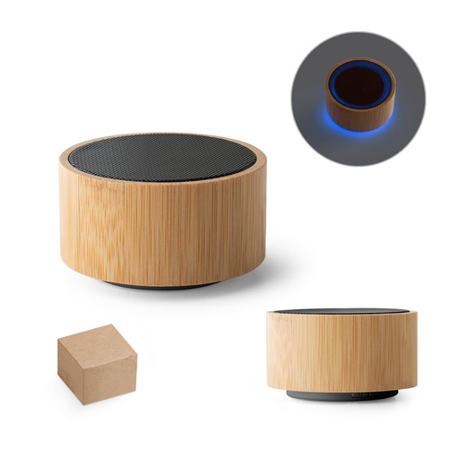 [97125-160] ARBER. Caixa de som portátil com microfone e autonomia de 2h (300 mAh), em bambu e ABS
