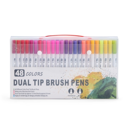 [X205109] KIT CANETINHAS PONTA DUPLA COM 48 CORES