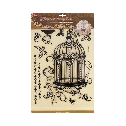 [X055603] ADESIVO DECORATIVO GAIOLA PASSARO