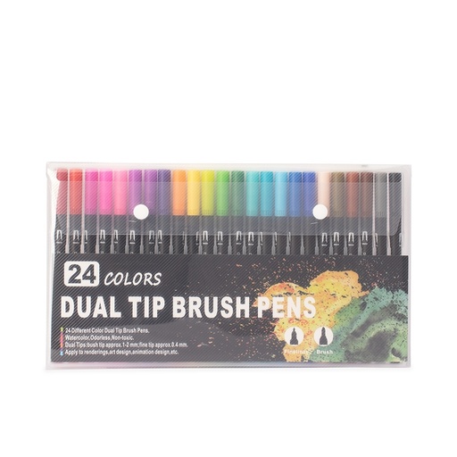 [X205125] KIT CANETINHAS PONTA DUPLA 24 CORES