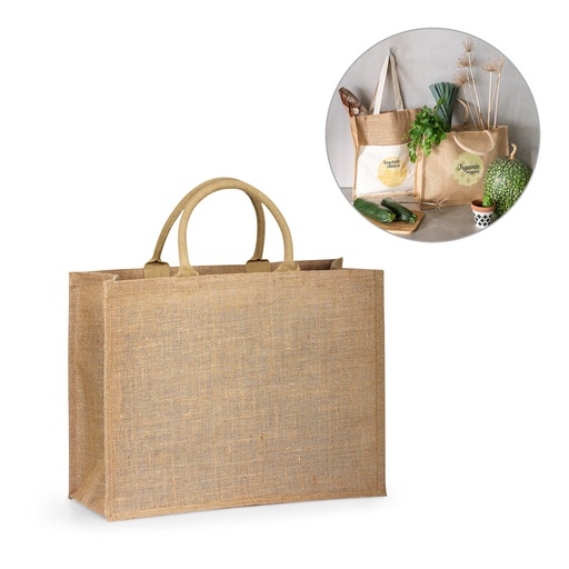 [92827-160] SHANTI. Sacola em 100% juta (360 g/m²) com laminado no interior