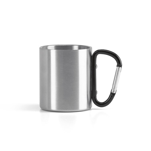 [94614-103] WINGS. Caneca em aço inox, com pega em forma e função de mosquetão (230 mL)