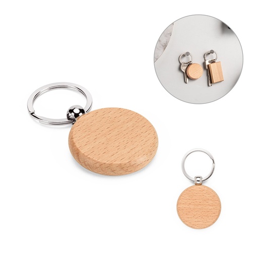 [95094-160] STEWIE ROUND. Chaveiro redondo em madeira de faia