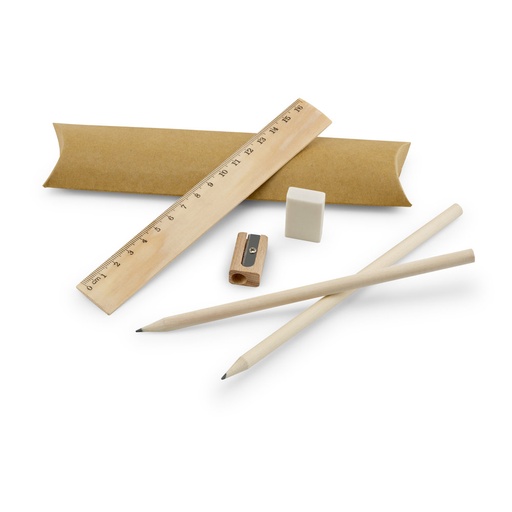 [51932-160] RHOMBUS. Kit de escrita: régua, lápis de grafite, borracha e apontador