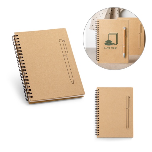 [93419-160] ROCK. Caderno B6 de capa dura em papel kraft (120 g/m²), com páginas lisas