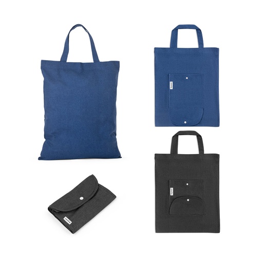 SIENA. Sacola dobrável em 50% algodão, 30% algodão reciclado e 20% poliéster reciclado (140 g/m²)