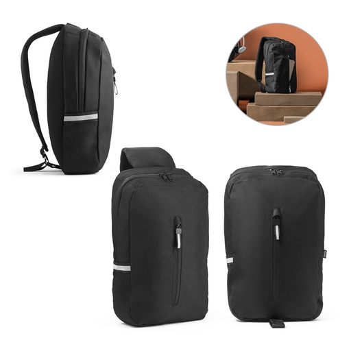 [92191-103] DELFOS. Mochila à tiracolo em poliéster reciclado 300D e poliéster reciclado 600D com elementos refletores